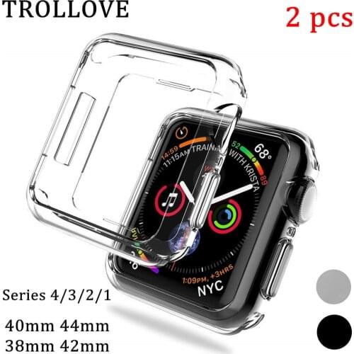 2/pcs Ultra-thin Silicone Case For Apple Watch5 6 4 3 2 iwatch band 42mm 44mm 38 40mm Frame Protector Cover Transparent Soft TPU