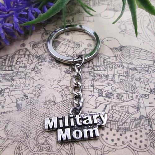 3pcs /lot 13*25mm Military Mom 28mm Keyring Metal Chain Silver Color Men Car Gift Keychain