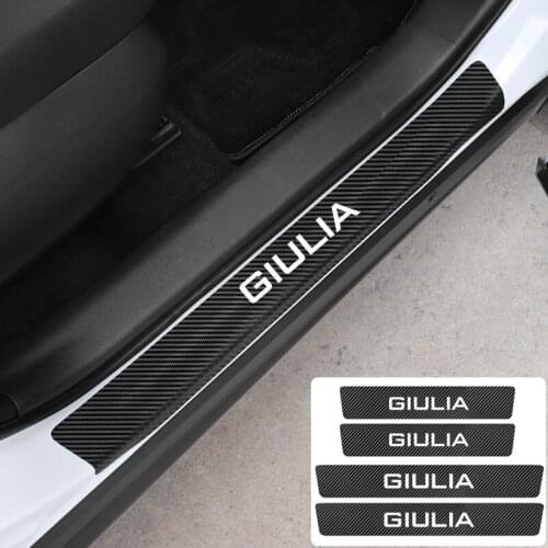 4 Pcs Car Door Sill Carbon Fiber Anti-scratch Stickers For Alfa Romeo 156 159 147 4C 8C 166 Giulia Giulietta Mito Stelvio Spider