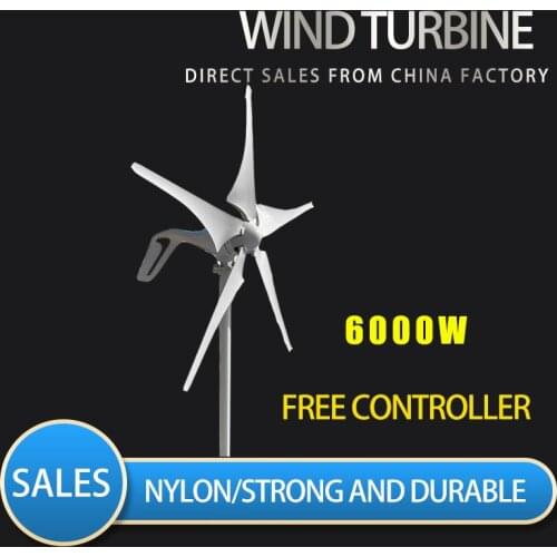 6000w 5 blades Free Energy Wind Energy HIGH Efficient 12v 24v Wind Turbine Generator With Controller