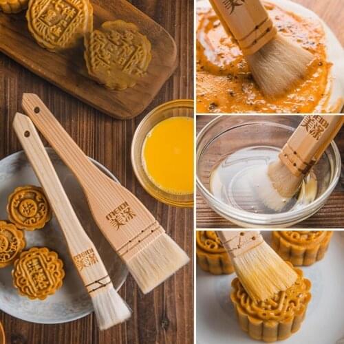 Household Mooncake Pastry Brush Barbecue Oil Baking Brushes Wooden Handle Kitchen Cooking Tools Premium Wooden Wool Material