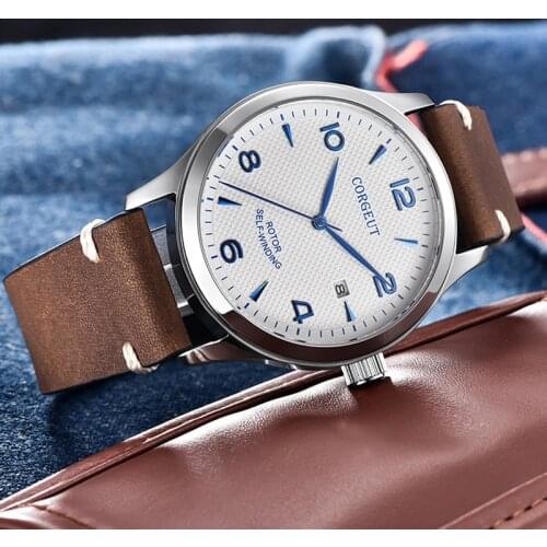 New Sapphire Men Automatic Watch CORGEUT Luxury Brand Sport Design Male Clock Lume Leather Miyota8215 Mechanical Wristwatch