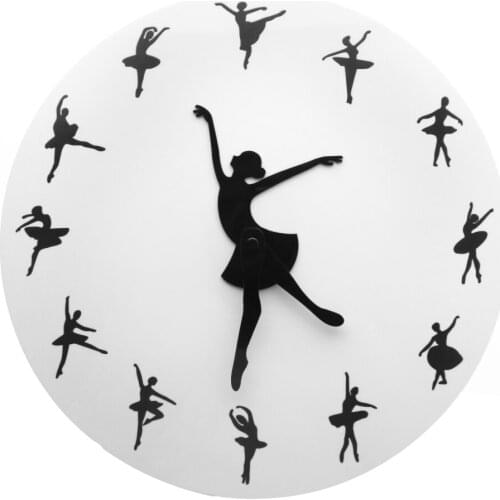 Ballerina Wall Clock Zegar Scienny Quiet Sweep Quartz Acrylic Watch Dancing Lady Girls Hands Clock Ballet Gifts For Her