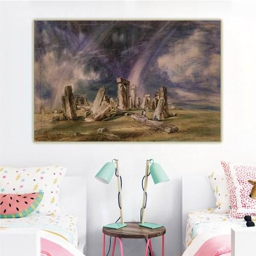 Citon John Constable《Stonehenge, 1835》Canvas Art Oil painting Artwork Poster Picture Backdrop Wall Decor Home Decoration