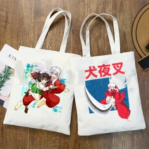 Feudal Demo Inuyasha Sesshoumaru Higurashi Kagome Shoulder Canvas Bag Large Capacity College Harajuku Handbag Women Shopping Bag