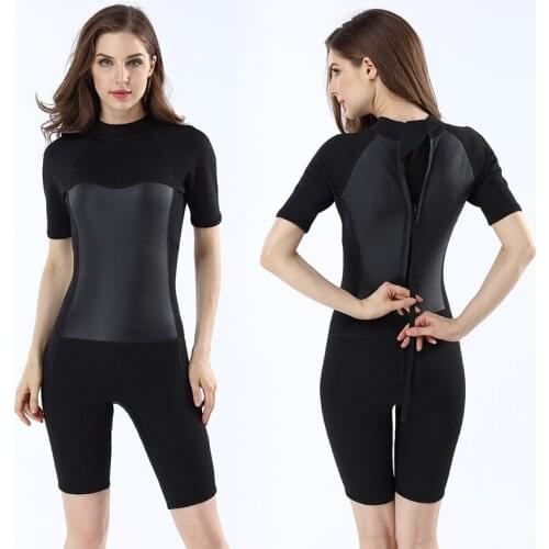 2MM Wetsuit Women Neoprene Short Sleeve One Piece Diving Suit Spearfishing Underwater Hunting Surfing Swimsuit