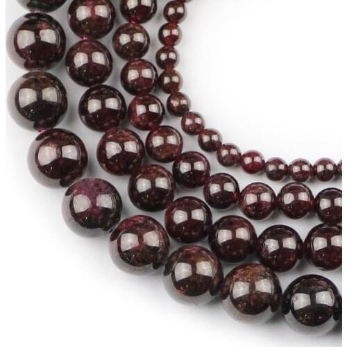 HGKLBB Round Natural Red Garnet Stone Beads For Jewelry Making DIY Crystal Bracelet Necklace accessories 4/6/8/10MM Wholesale