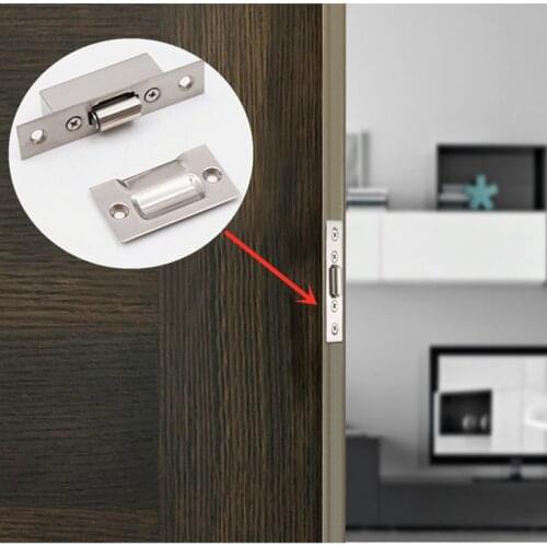 1pcs Stainless Steel Door touch bead Magnet Hidden lock buckle Use KTV Hotel cupboard Wooden Door Furniture Hardware Accessories