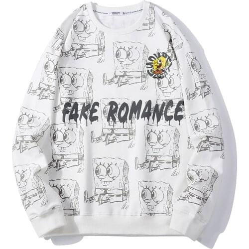 DEEPSENCEF Ashion Pullover Mens 2021 Spring and Autumn New Casual Loose Breathable Sweatshirt Mens Anime Pattern Pullover Men