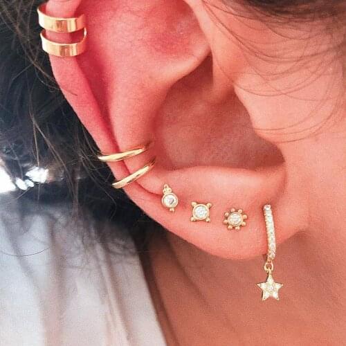 Starose 8 pcs Bijoux Star Sun Ear Piercing Helix Piercing Tragus Cuff Earrings Set Fake Earrings Fake Piercing Nose Ring Studs