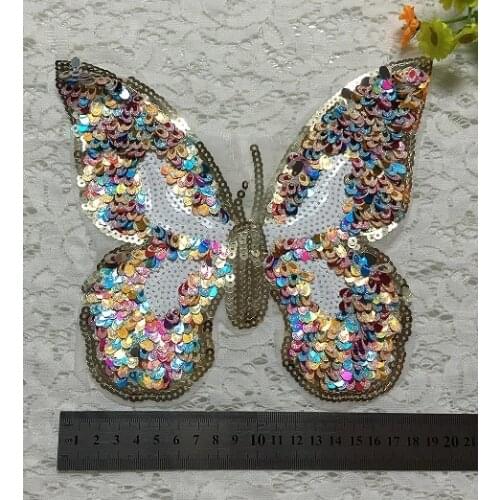 Sequins Patch Colorful Butterfly Badge Sew-On Patch Applique Clothes T-Shirt DIY Decoration Accessories Supplies