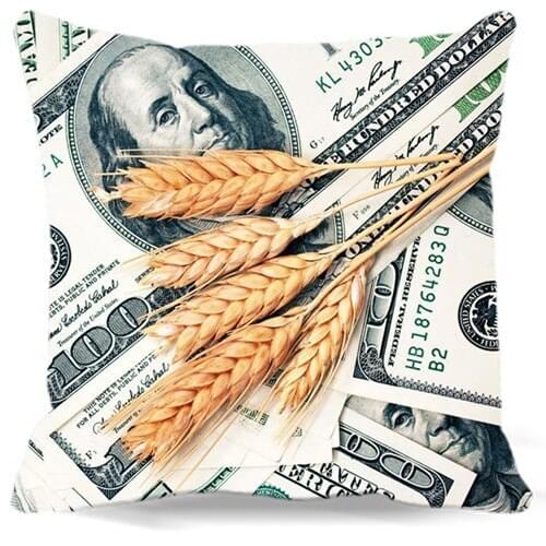 Wheat and money and the buds Printed cotton polyester Square Pillow Cases For car chair Coffee Shop Home Decorative