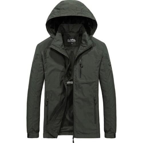 New Plus Size 5XL,6XL Spring Autumn Mens Casual Military Hoodie Jacket Men Waterproof Clothes Mens Windbreaker Coat Male