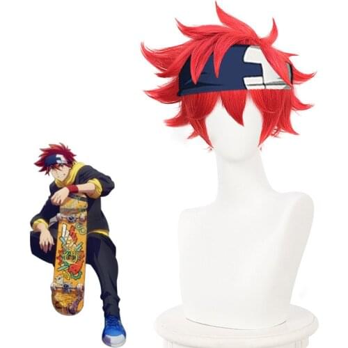 Anime SK8 The InfInIty Reki Cosplay Wig Role Play High Temperature Resistance Synthetic Red Hair Halloween Carnival Party