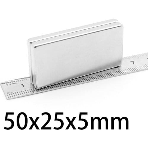 1-10PCS 50x25x5mm Rare Earth Magnet 50mmx25mmx5mm Long Block Rectangular Magnets 50*25*5mm Permanent Neodymium Magnetic 50*25*5