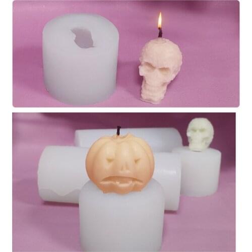 Halloween Ghost Groom/Ghost Bride/Devil Pumpkin/Skull Candle Epoxy Resin Mold Handmade Soap Plaster Silicone Mould DIY Crafts O