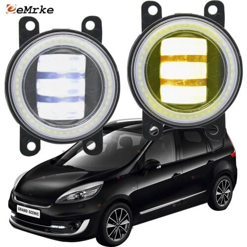 2x Led Angel Eye DRL for Renault Scenic 2/ Grand Scenic 3 2015 2014 JM JZ '03-'13 LED Fog Lights Lamp Lens Daytime Running Light
