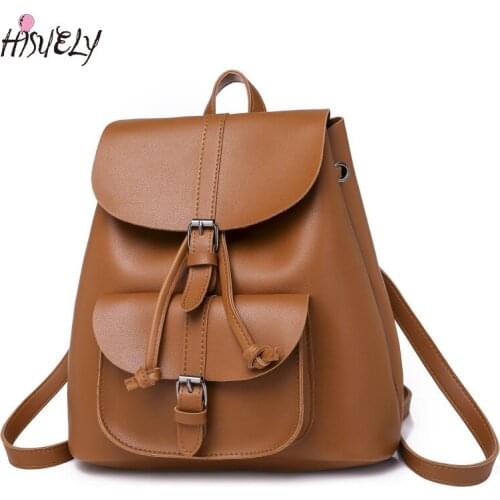 HISUELY Fashion Bohemia Women Shoulder Bag PU Leather Travel Backpack High Quality School Bag for Girl Sac a Dos Feminina BG911B