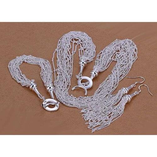 S206 925 sterling silver jewelry set, fashion jewelry set 18 Strands Earrings Bracelet Necklace S206 /amfajdma gcjaotqa