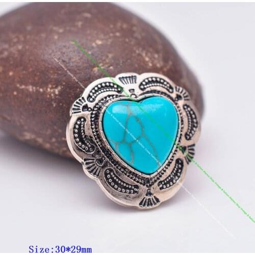 10X Silver Indian Flower Love Heart Turquoise Leathercraft Accessories Apparel Clothing Sewing Shank Button Concho Closure