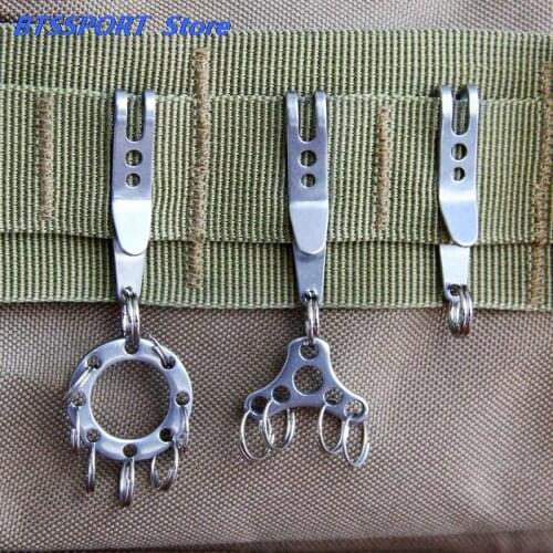 Mini Silver Pocket Clips Carabiner Stainless Steel Bag Waist Belt Hanging Clip Metal Key Buckles Holder Outdoor Tool