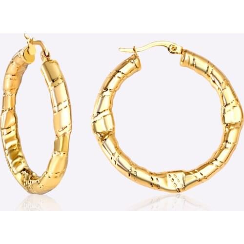 Thick Hoop Earrings Jewelry 316L Round Stainless Steel Hypoallergenic Fashion Gold Color Earring for Women/Girls Jewellery