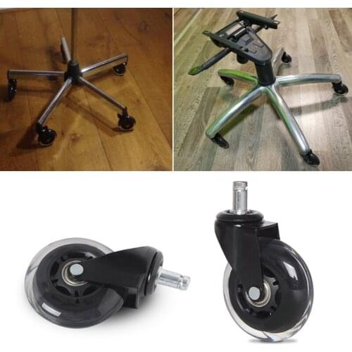 Universal 3" PU Style Office Chair Wheels Replacement Rolling Caster