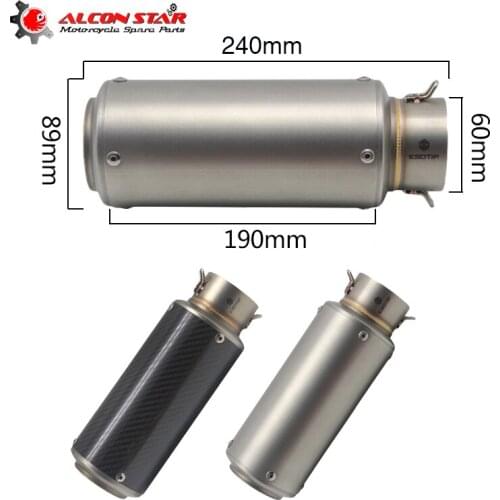 Alconstar Universal Motorcycle Exhaust Pipe Muffler Motorbike Escape SC Exhaust Muffler Racing Performance 61mm Inlet