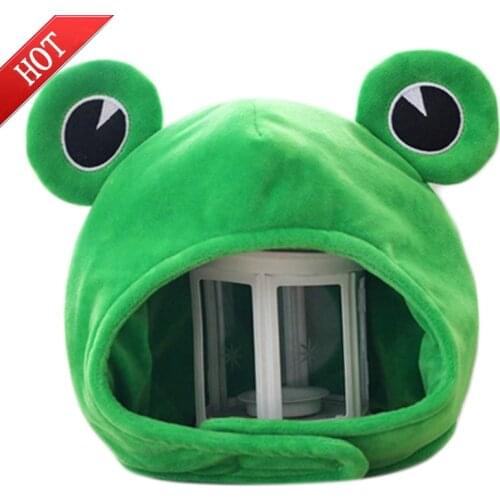 Funny Big Frog Eyes Cartoon Plush Hat Toy Green Headgear Cap Cosplay Costume
