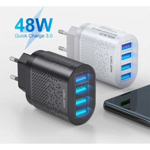 48W USB Charger Fast Charge QC 3.0 Wall Charging For IPhone Samsung Xiaomi Mobile 4 Ports EU US Plug Adapter Travel Converter