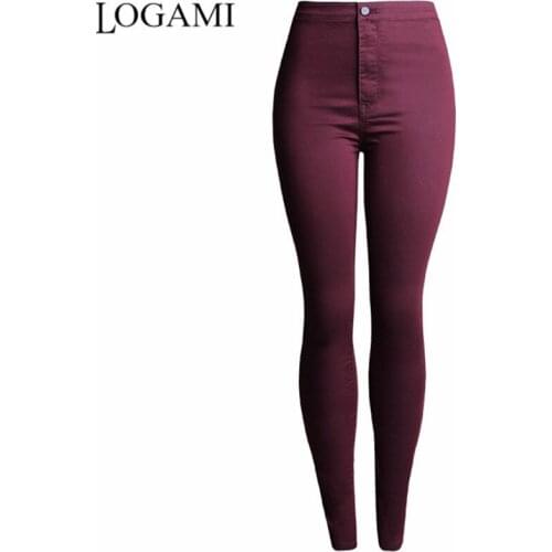 LOGAMI New Solid Wash Skinny Jeans Woman High Waist Spring Summer Slim Jean For Women Elastic Denim Pants