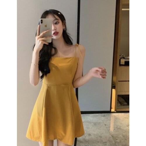Women Dresses Womens Dress Summer 2021 Korean Style Small Suspender Skirt Student Waist Slim Fit Short Skirt Vestido De Mujer