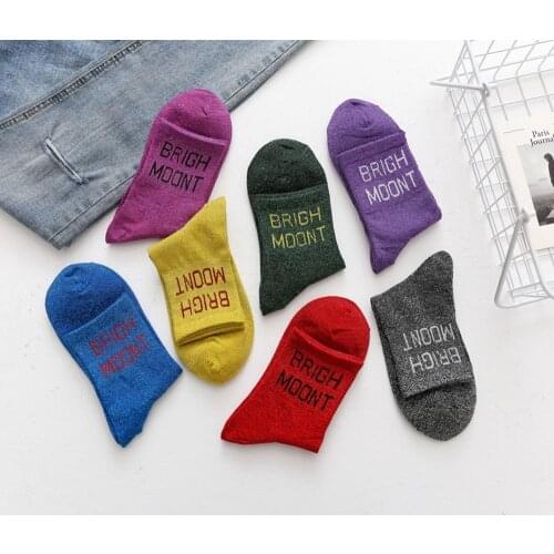 10Pairs/Lot Women Cotton Fashion Spring Moon Winter Short Letter Shine Japanese Korean Crew Casual Striped Socks
