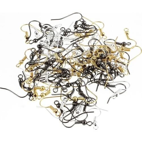 100-Piece Mix Ear Wire Fish Hooks for Jewelry Making Silver-color Black