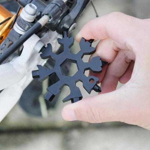 New18 in 1 Snowflake Spanner Keyring Hexs Multifunction Outdoor Hike Wrench Key Ring Pocket Multipurpose Camp Survive Hand Tools