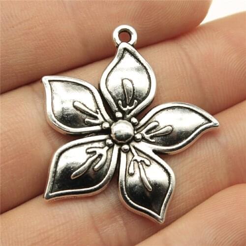 4pcs 33x31mm 2 Colors Antique Bronze Plated Flower Charm Flower Pendants Charm Flower Charm Pendants