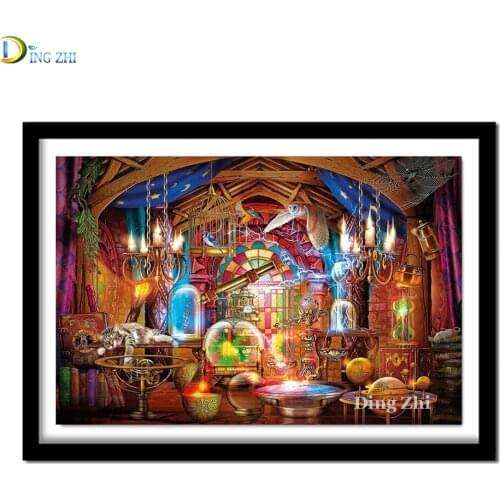 5D DIY Diamond Painting Cross Stitch Abstract Magic House Diamond Embroidery Rhinestone Mosaic Full Square Round Drill Decor