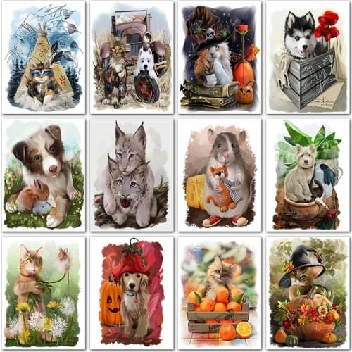 5D DIY Diamond Painting animals Cute cat dog home decor Cartoon Full Square&Round Diamond mosaic Diamand embroidery Cross stitch