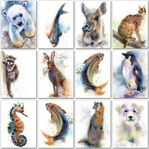5D DIY Diamond painting animals fish rabbit dog Cartoon Full Round Diamond embroidery Cross stitch Full Square Diamond mosaic