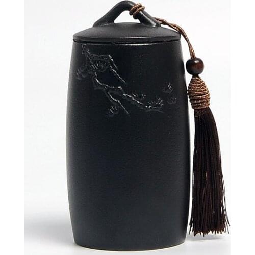 Antique Black Pottery Tea Cans Caddy Ceramic Tea Set Canister Spice Jar Storage Bottle for Puer/Pu'erh/white/black/green tea cha