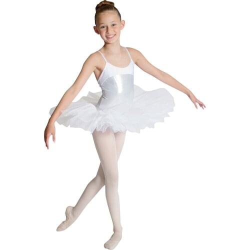 Girls White Ballet Tutus Nylon/Lycra Camisole Leotard Hard Tulle Skirt Kids Classical Professional Dress