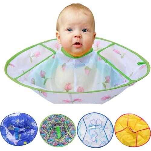 Kids Floral Animal Print Foldable Waterproof Hair Cutting Cloak Umbrella Cape The cape can protect your child from dirt water