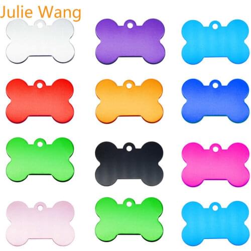 Julie Wang 10PCS Blank Bone Dog Tag Charms Aluminum Alloy Pet ID Identity For Name Phone Number Jewelry Making