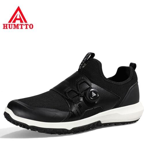 HUMTTO Brand Sneakers for Men 2021 Breathable Leather Sport Casual Black Man Shoes Waterproof Luxury Designer Walking Shoes Mens