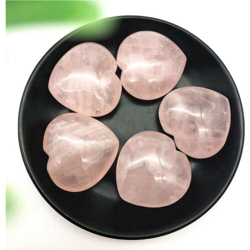 1PC Natural Pink Rose Quartz Heart Shaped Crystal Polished Stones Healing Decor Gift Natural Stones and Minerals