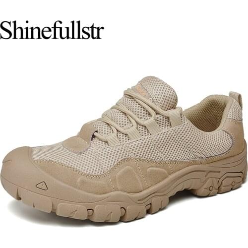 Mens Outdoor Hiking Shoes Mesh Rock Climbing Sneakers Soft Breathable Trail Shoes Tactical Trekking Shoes For Men Big Size 46