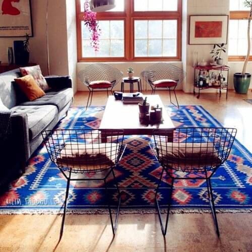 Moroccan Ethnic Style Handwoven Wool KILIM Living Room Tea Table Sofa Thin Carpet