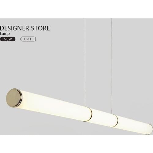 Metal wind personality simple long strip luminous tube led office foreign chandelier wind strip full light