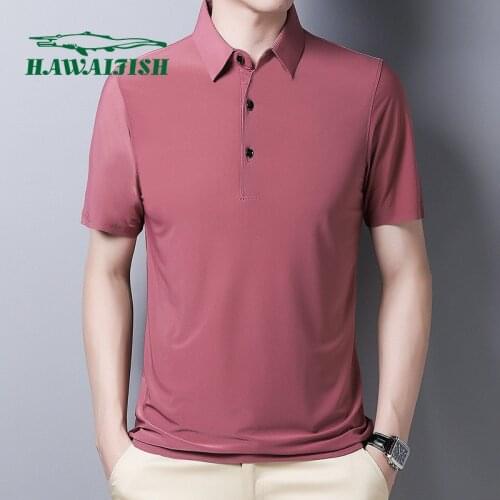 Polo men shirt 2021 new middle-aged business polo shirt ice silk casual solid color short-sleeved mens sports polo shirt