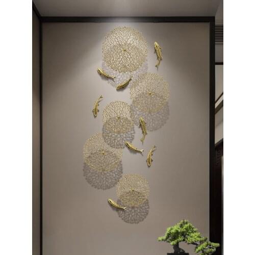 Living room wall decoration wall hanging porch corridor light luxury all copper decorative sofa background wall fortunei carp